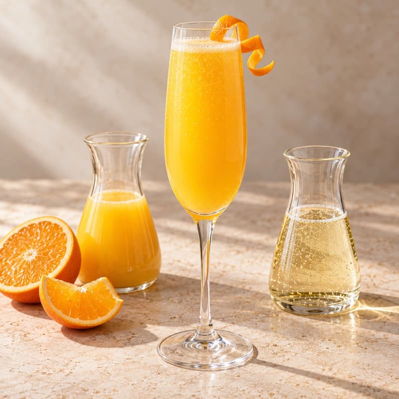 AI-generated illustration of a Mimosa in a flute