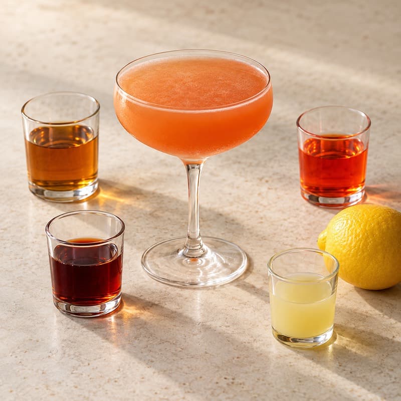 AI-generated illustration of a Paper Plane in a chilled coupe / cocktail glass