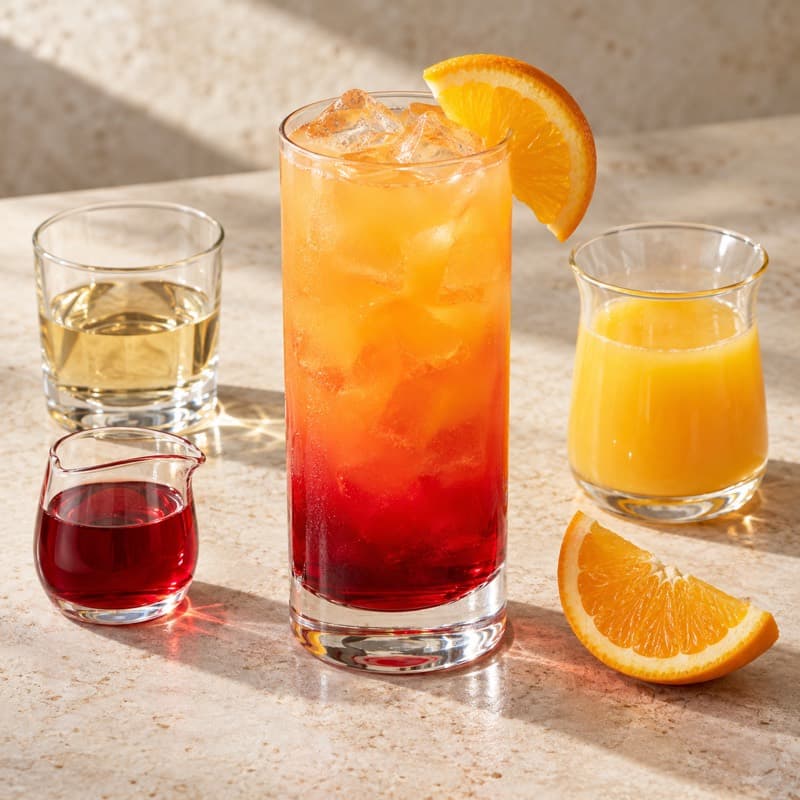 AI-generated illustration of a Tequila Sunrise in a highball
