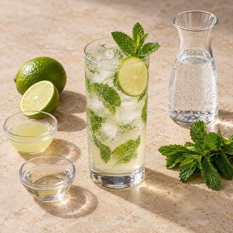 AI-generated illustration of a Virgin Mojito in a highball