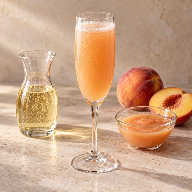 AI-generated illustration of a Bellini in a flute