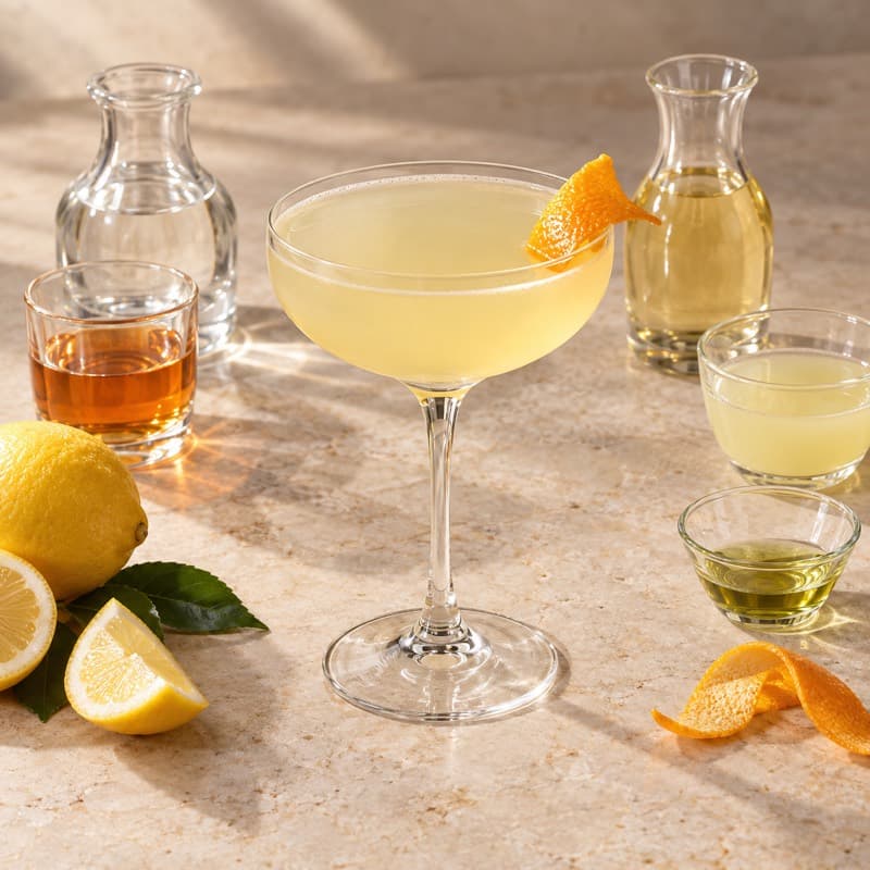 AI-generated illustration of a Corpse Reviver #2 in a cocktail coupe