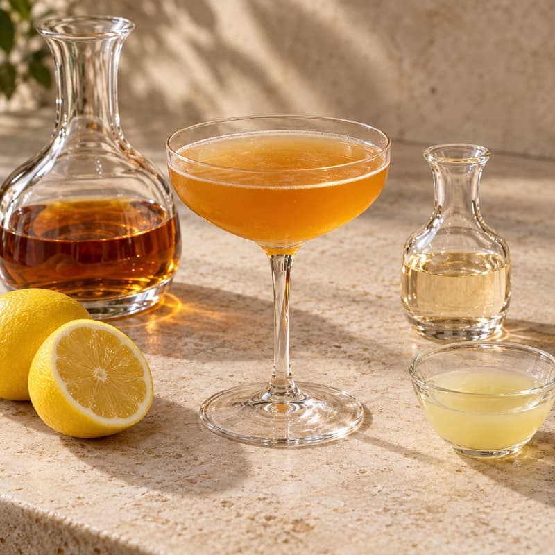 AI-generated illustration of a Sidecar in a cocktail coupe