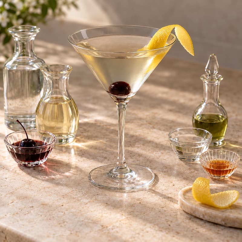 AI-generated illustration of a Tuxedo in a martini glass