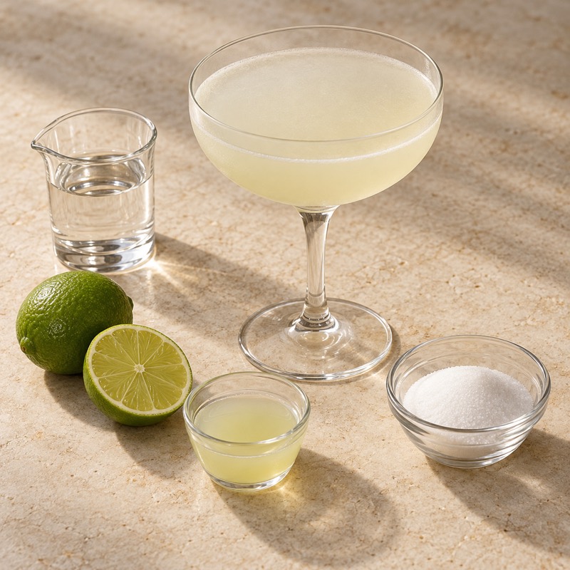 AI-generated illustration of a Daiquiri. Follow the written recipe, not the picture.