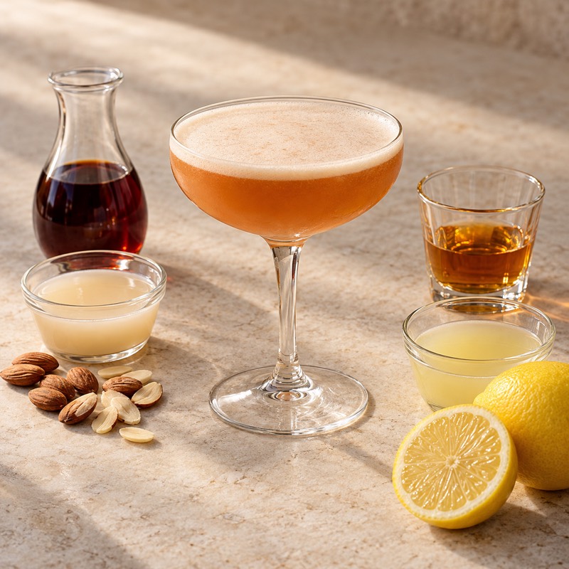AI-generated illustration of a Trinidad Sour. Follow the written recipe, not the picture.