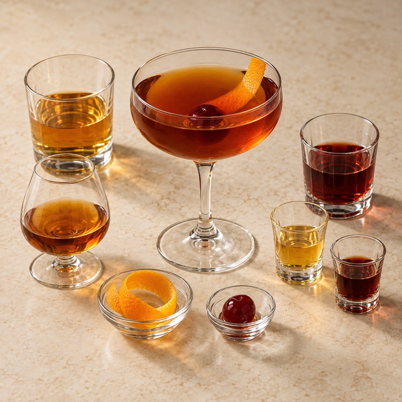 AI-generated illustration of a Vieux Carré. Follow the written recipe, not the picture.